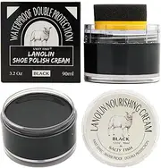 [SALTY FISH] Shoe Polish Cream 3.2Oz, Lanolin Shoe Polish Kit with Shoe Shine Sponge, Condition Waterproof Restore Shoe Boot
