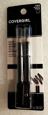 CoverGirl Easy Breezy Brow Fill + Define Pencils - 500 BLACK NOIR + Sharpener