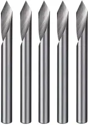 5pcs 60 Deg V Groove Engraving Tool Flat Bottom CNC Spiral Router Bits 1/8 Shank