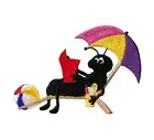 Ant in Beach Chair, Lounger, Reading a Book, Embroidered, Iron on Patch
