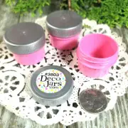 100 PINK Jars Plastic Silver Caps tops screw lids cosmetic USA Container #3803