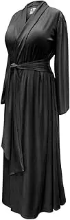 [Sanctuarie Designs] Solid Black Plus Size Supersize Poly/Cotton Robe with Attached Belt