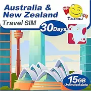 Happy Australia and New Zealand 30 Days Unlimited Data Travel Sim Card | 15GB of 5G High-Speed Data Then 128kbps | Easy Activation | No Need Registration