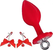 Waterproof Pull Ring Butt Plug Silicone Massage Butt Plug with Female Training Adjustable Nipple Clamp Anal Sex Toy