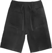 [Kidscool Space] Children's Denim Shorts,Ribbed Elastic Waistband with Strings Summer Jeans Half Pants