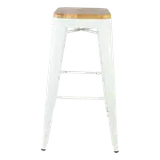 Durafurn 750mm High White Riviera Bar Stool with Timber Seat