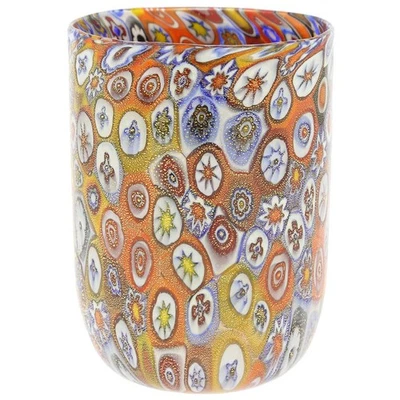GlassOfVenice Murano Glass Tumbler - Golden Quilt Millefiori