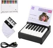 Piano Calendar, Playable Mini Desk Calendar, Rechargeable Piano Desk Calendar ith 52 Music Scores in 27 Cards, Black