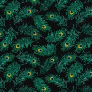 Benartex - Peacock Symphony - Peacock Feathers - Black, Fabric BTY