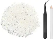 uxcell 2500pcs Flatback Rhinestones Resin, SS20 5mm Resin Rhinestones Bulk Round Shine Gems with Pickup Tools for DIY Nail Art Tumblers Mugs Clothes, Clear AB