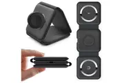 15W Foldable 3-in-1 MagSafe Wireless Charger Stand for iPhone, Black