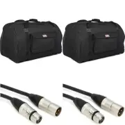 Gator GPA-TOTE15 Heavy-duty 15" Speaker Tote Bag Pair with XLR Cables