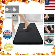 Extra Soft 30" x 20" Black Memory Foam Bath Mat - Fast Drying & Machine Washable