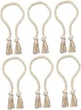 Gatuida 6Pcs Rustic Cotton Rope Curtain Tiebacks Decorative Drapery Holdbacks No Drill Curtain Holders for Home Bedroom and Living