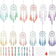 INFUNLY 12 Set Small Colorful Dream Catcher DIY Kit - Mini Bohemian Handmade Dream Catcher Keychain, Bag Pendant, Car Mirror Hanger, Backpack Charm, Wall Bedroom Decor