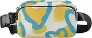 [Amooorous] Yellow-blue Leopard Print Stylish Waist Pack Crossbody Bag for Women Men Mini Crossbody Sport Bag with Adjustable Strap for Workout Running Hiking, Yellow-blue leopard print, 1 size