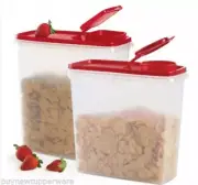 Tupperware Cereal Storers Set Modular Mate 13 & 20 Cup Containers Red Seals New