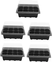 BESPORTBLE 5Pcs Sprout Plate Tray with Transparent Lids Cell Nursery Pots for Gardening and Bonsai Black for Seedling Starter and Plant Germination