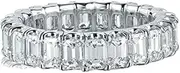 [HEARTS AND YOU] 3.64ct Emerald Cut Moissanite Wedding Band Iced Full Eternity White Gold Plated