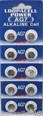 10 LOOPACELL AG7 LR927 395 395A 926 SR927SW LR57 Alkaline Button Cell Batteries