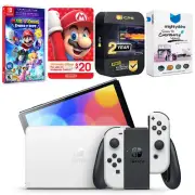 Nintendo Switch White OLED + Mario Rabbids Sparks of Hope + $20 eShop Gift Card