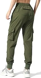 [EXEKE] Women's Lightweight Hiking Pants Quick Dry Elastic Waist Cargo Joggers with Zipper Pockets