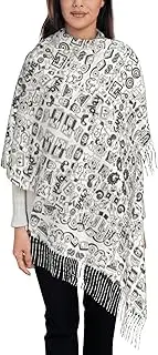 [OAROK] Video Game Boys Tassel Scarf Shawl Scarf Winter Scarf Fashionable Scarf Fordaily Warmth, Black