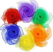[Skidwedy] 12Pcs Silk Dance Juggling Scarves, 6 Vibrant Colors 24 Inches Square Scarf with Hemmed Edges, Chiffon Movement Scarves Rhythm Band Magic Tricks Performance Props Accessories
