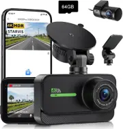 Dash Cam Front and Rear 4K+2K, Dual Wifi Dash Camera for Cars with 64GB Card, 3"