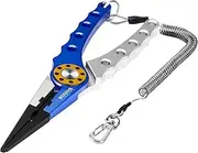 Booms Fishing X1 Aluminum Fishing Pliers Saltwater, Surf Fishing Tackle Kit, Fishing Multitool Hook Remover Braided Fishing Line Cutting and Split Ring with Coiled Lanyard and Sheath