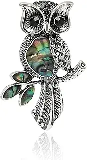 [Zingtsing] Abalone Shell Owl Brooch Adorable Owls Charms Elegant Scarf Pins Corsage Jewellery for Gifts Clothing Accessories