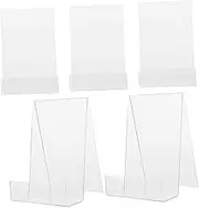 KALLORY 5pcs Acrylic Bookshelf Transparent Book Stand for Organizing Books Magazines Tablets Vertical Design Space Saving Stylish Display Rack for Home Office Use