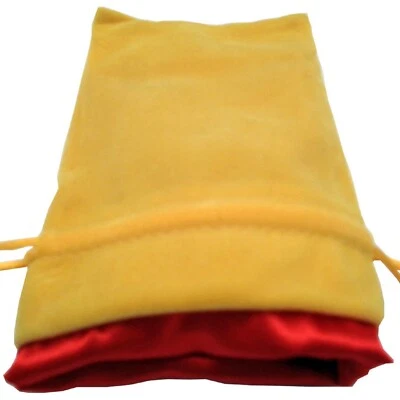 4" x 6" DICE BAG Gold Velvet & Red Satin Metallic Dice Games LIC9006