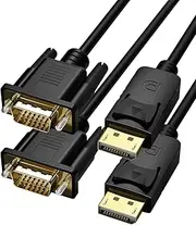 Foboiu DisplayPort to VGA Cable 4FT, 2 Pack Display Port DP to VGA Adapter Cord Converter Male to Male for Computer, Monitor, TV, Projector (Not Bidirectional,Not Compatible with HDMI or USB)