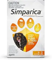 Simparica Flea and Tick Chewable Tablets for Dog Small 5.1-10 kg, Orange (Pack of 3)