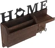 Angoily Retro Wood Wall Mounted Key and Mail Holder with Hooks Classic Organizer Rack for Keys and Mail Space Efficient Home Decor for Entryway and Hallway Aged Finish Design