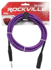 Rockville RCXMB10P 10' Male REAN XLR to 1/4'' TRS Cable Purple 100% Copper