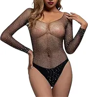 [Generic] Women's Fishnet Lingerie Bodysuit Lace Stockings Sexy Babydoll Underwire Mesh One Piece Nightwear Sleepwear