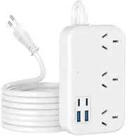 AU to EU Travel Adapter, Autralia to Italy Plug Adapter with 3 Outlets 4 USB Ports Total Output 17W, Type C Outlet Converter for AU to Most of Europe Iceland Spain Italy France Germany etc