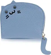 [AfitLulu] Small Purses for Women, Card Wallet Accordian Credit Card Holder Wallet with 9 Card Slots and Compartment, Women Wallets Cute Cat Ladies Purse with Zipper for Card Coin Cash, Blue, S, Modern