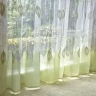 Modern Printed Tulle Curtains Room Green Leaf Sheer Voile Curtain Blinds Drapes