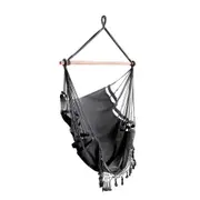 Gardeon Portable Hammock Chair Swing Outdoor Furniture Tassel Grey