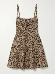 [La Ligne] La Ligne - Alba Printed Linen-blend Mini Dress - Green - small small Green