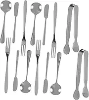 HOLIDYOYO 14-Piece Stainless Steel Knife Spoon Fork Set Cheese Tools Cheese Spatulas Forks Honey Spoon Comfortable to Hold Compact Design