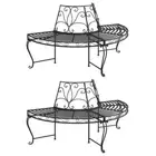 vidaXL Half Round Tree Bench 2 pcs 脴160 cm Black Steel BMG
