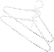 2pcs Pearl Hanger Multi-Functional Pants Rack Beaded Hanger Clothes Rack Heavy Duty Pearl Coat Hangers Metal Clothing Rack Baby Imitation Pearls Broad Shoulders White Plastic