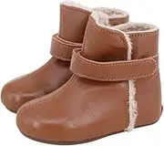 [SKEANIE] UGG Style First/Pre Walker Boots for Babies & Toddlers – Tan | Fluffy Lined Genuine Leather Boots to Keep Little Feet Warm | Podiatrist Approved, Designed in Australia
