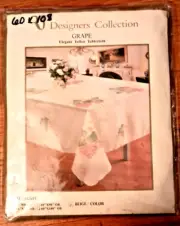 "Designers Collection" Grape Design Polyester Rectangle Tablecloth 60"x108”