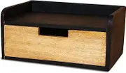 Wooden Desk Organizer with Drawer – Rustic Desktop Storage Box for Office, Home, or Study Table – Handcrafted Solid Wood Document Holder & Accessory Tray (BLACK AND LIGHT BROWN)