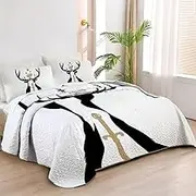 Allenjoy Queen Size Glass and Steel Quilt Bedspreads Crown of Shadows Bed Set Bedding Coverlet Fabric Washable with 2 Pillow Shams SC00058-007